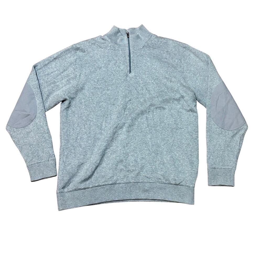 Cabela's Sweater Men's XL 1/4 Zip Light Gray Cotton Blend With Windproof Liner